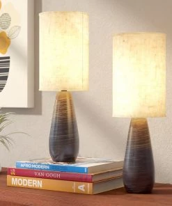 Modern Rugs And Decor Ceramic Dark Bronze 17.5" Table Lamp Set (Set Of 2)