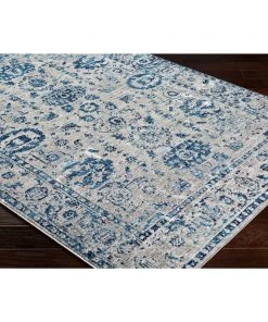 Reimes Blue & Gray Distressed Traditional Traditional Distressed Persian Pattern Sky Blue Light Gray Soft Area Rug
