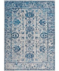 Reimes Blue & Gray Distressed Traditional Traditional Distressed Persian Pattern Sky Blue Light Gray Soft Area Rug