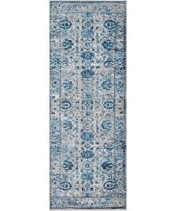 Reimes Blue & Gray Distressed Traditional Traditional Distressed Persian Pattern Sky Blue Light Gray Soft Area Rug