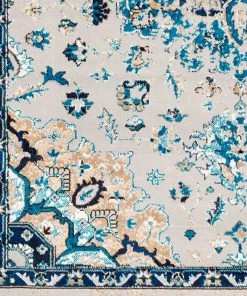 Ruba Traditional Medium Grey Traditional Floral Medallion Ivory Grey Blue Brown Area Rug