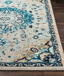 Ruba Traditional Medium Grey Traditional Floral Medallion Ivory Grey Blue Brown Area Rug