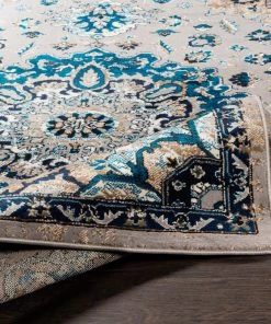 Ruba Traditional Medium Grey Traditional Floral Medallion Ivory Grey Blue Brown Area Rug