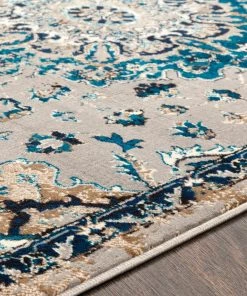 Ruba Traditional Medium Grey Traditional Floral Medallion Ivory Grey Blue Brown Area Rug