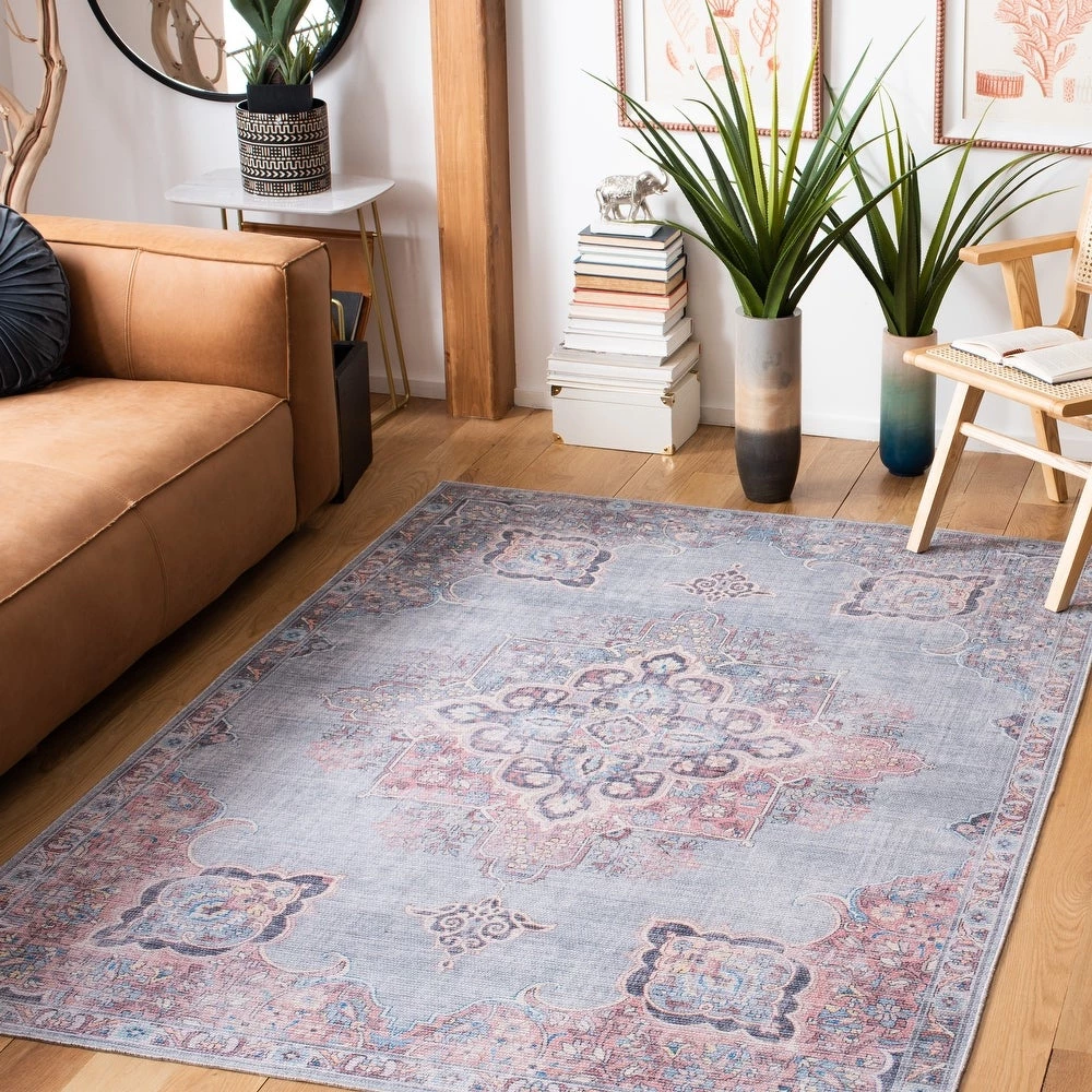 SAFAVIEH Serapi Asel Medallion Distressed Machine Washable Soft Area Rug 11 SAFAVIEH Serapi Asel Medallion Distressed Machine Washable Soft Area Rug