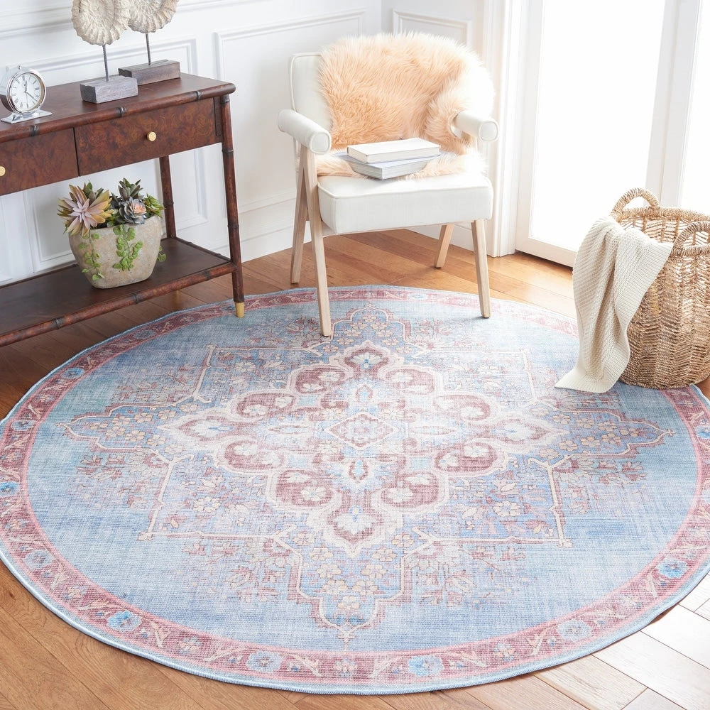 SAFAVIEH Serapi Asel Medallion Distressed Machine Washable Soft Area Rug 4 SAFAVIEH Serapi Asel Medallion Distressed Machine Washable Soft Area Rug