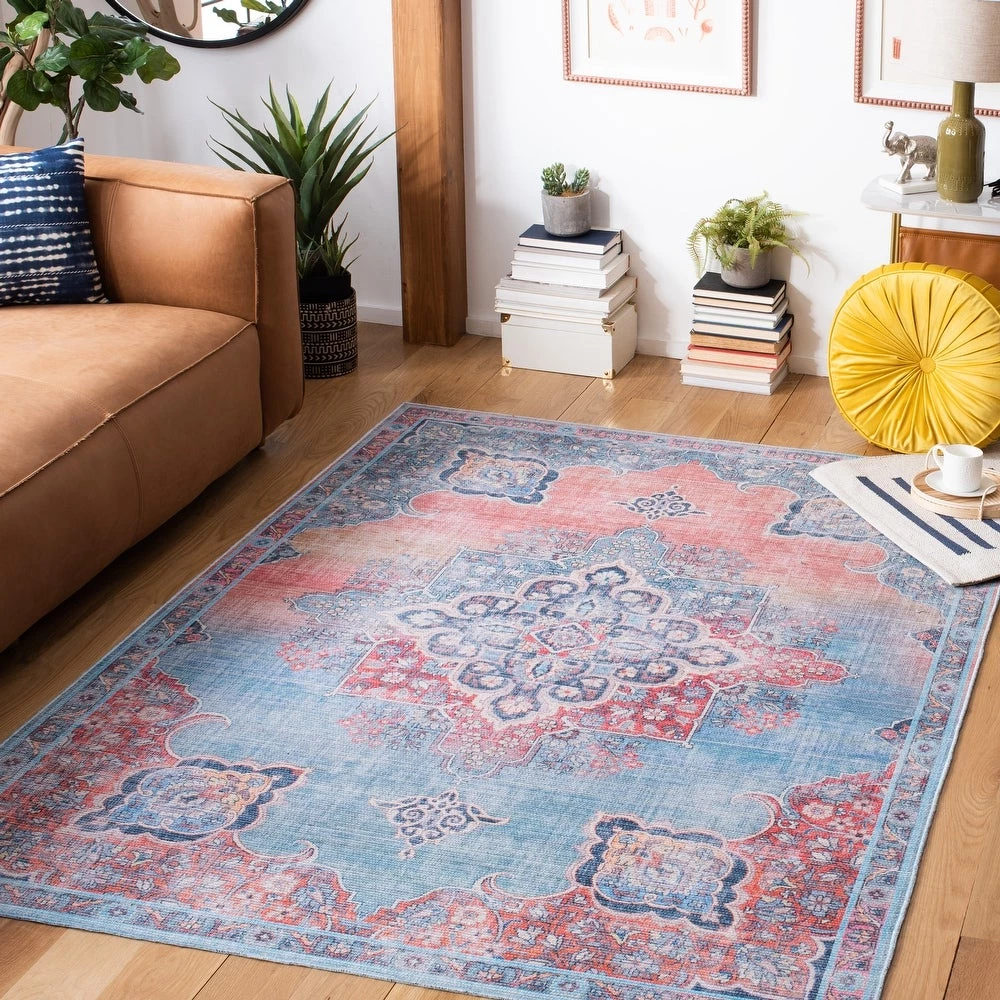 SAFAVIEH Serapi Asel Medallion Distressed Machine Washable Soft Area Rug 5 SAFAVIEH Serapi Asel Medallion Distressed Machine Washable Soft Area Rug