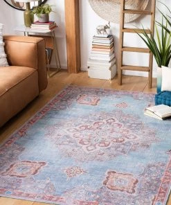 SAFAVIEH Serapi Asel Medallion Distressed Machine Washable Soft Area Rug