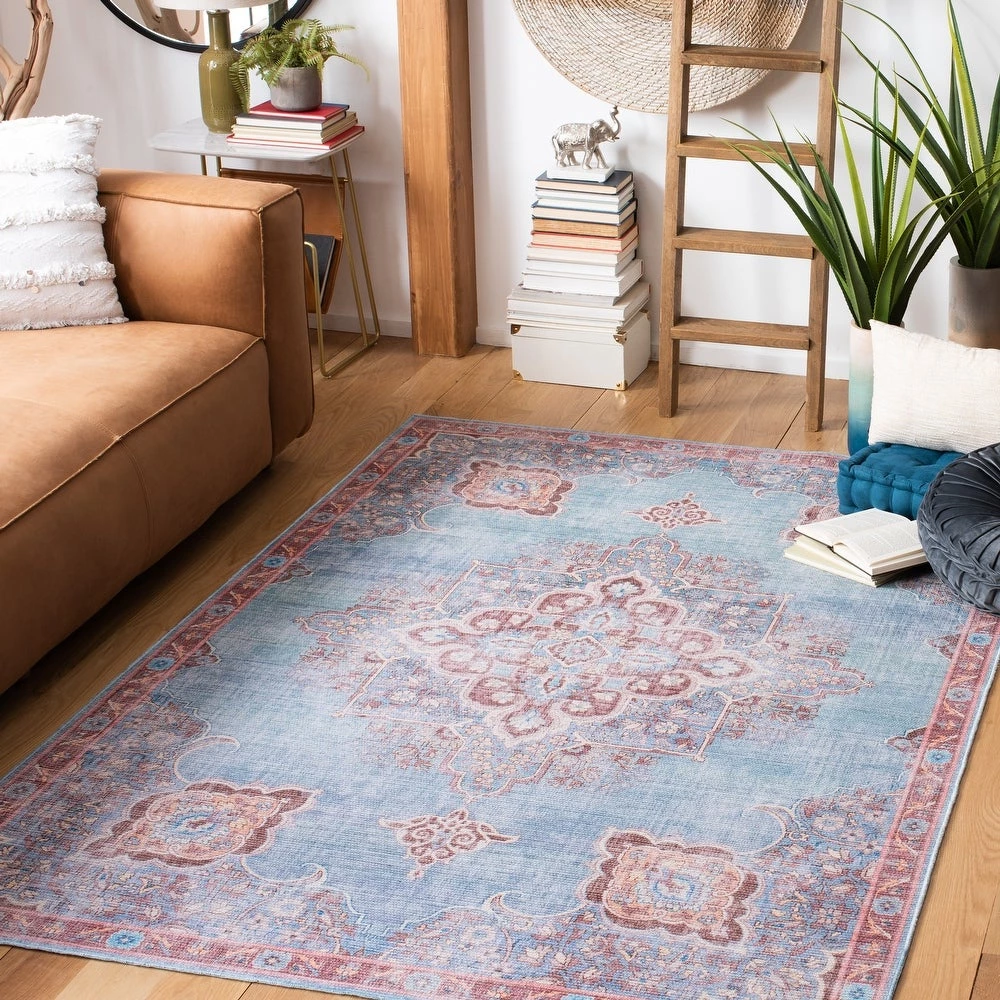 SAFAVIEH Serapi Asel Medallion Distressed Machine Washable Soft Area Rug 1 SAFAVIEH Serapi Asel Medallion Distressed Machine Washable Soft Area Rug