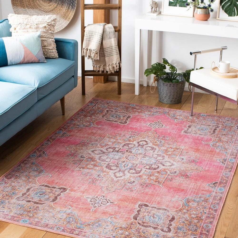 SAFAVIEH Serapi Asel Medallion Distressed Machine Washable Soft Area Rug 14 SAFAVIEH Serapi Asel Medallion Distressed Machine Washable Soft Area Rug