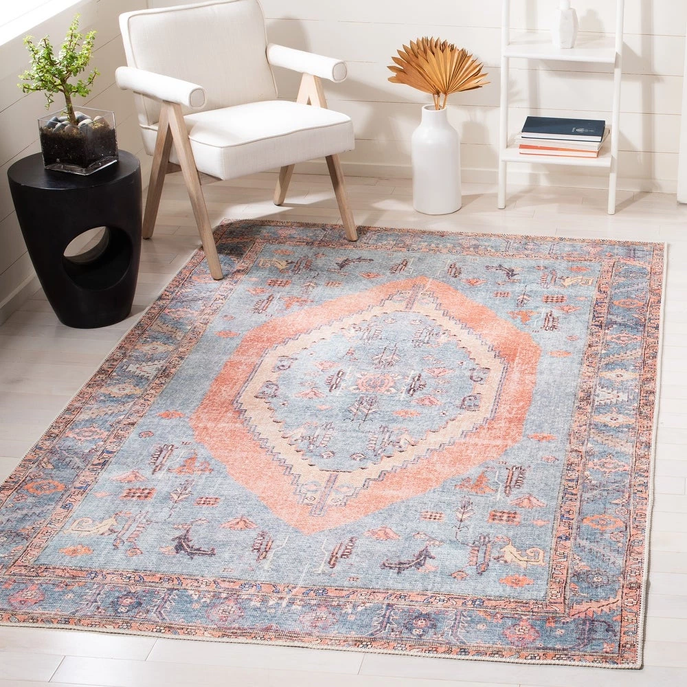 Safavieh Serapi Mrinal Shabby Chic Distressed Machine Washable Soft Rug 1 Safavieh Serapi Mrinal Shabby Chic Distressed Machine Washable Soft Rug