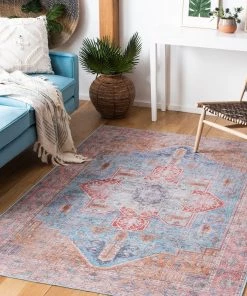 Safavieh All Area Rugs And Runners Serapi Yumika Medallion Distressed Machine Washable Soft Rug