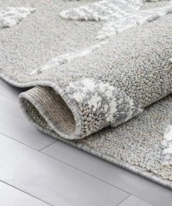 Well Woven Tribal Geometric Pattern Ivory High-Low Textured Soft Area Rug