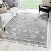 Well Woven Tribal Geometric Pattern Ivory High-Low Textured Soft Area Rug