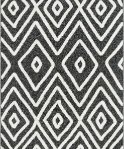 Well Woven Moroccan Lattice Trellis Black High-Low Textured Soft Area Rug All Area Rugs And Runners