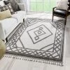 Well Woven Tribal Trellis Diamond Pattern Ivory Grey High-Low Textured Soft Area Rug All Area Rugs And Runners