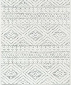 WW Eliana Tribal Geometric Chevron Pattern Cream High-Low Textured Rug All Area Rugs And Runners