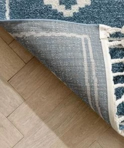 Well Woven Moroccan Tribal Diamond Pattern Blue Soft Area Rug