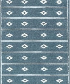 Well Woven Moroccan Tribal Diamond Pattern Blue Soft Area Rug