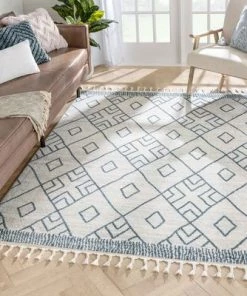 Well Woven All Area Rugs And Runners Moroccan Lattice Trellis Blue Ivory Soft Area Rug
