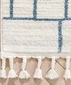 Well Woven Nordic Tribal Geometric Pattern Ivory Blue Soft AreaRug All Area Rugs And Runners