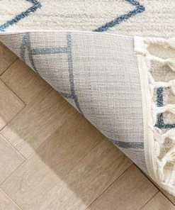 Well Woven Nordic Tribal Geometric Pattern Ivory Blue Soft AreaRug All Area Rugs And Runners