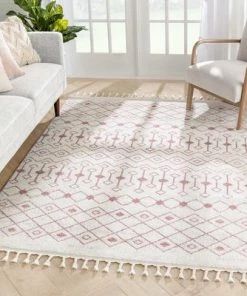 Well Woven All Area Rugs And Runners Nordic Tribal Trellis Pattern Blush Soft Area Rug