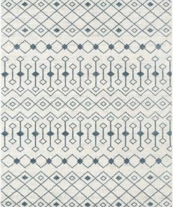 Well Woven Nordic Tribal Trellis Pattern Light Blue Ivory Soft Area Rug