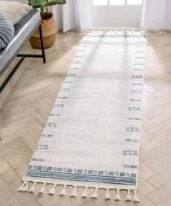 Well Woven Nordic Tribal Ivory Blue Area Rug