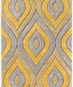 WW Malibu Yellow Modern 3D Textured Shag Rug By Chill Soft Area Rugs