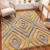 WW Malibu Yellow Modern 3D Textured Shag Rug By Chill Soft Area Rugs
