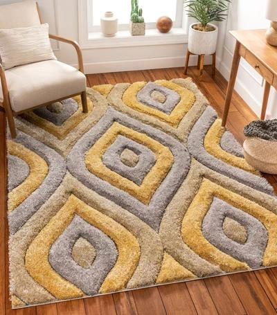 WW Malibu Yellow Modern 3D Textured Shag Rug By Chill Soft Area Rugs 1 WW Malibu Yellow Modern 3D Textured Shag Rug By Chill Soft Area Rugs