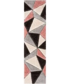 WW Venice Blush Modern Geometric 3D Textured Shag Rug All Area Rugs And Runners