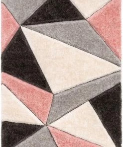 WW Venice Blush Modern Geometric 3D Textured Shag Rug All Area Rugs And Runners
