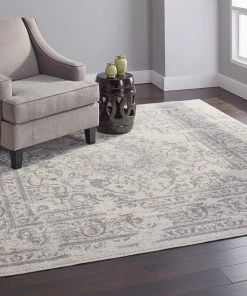 FAS Luxurious Vintage Ivory Silver Area Rugs