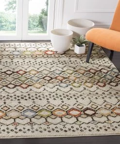 WRG Modern Moroccan Pattern Ivory Multi-Color Area Rug All Area Rugs And Runners