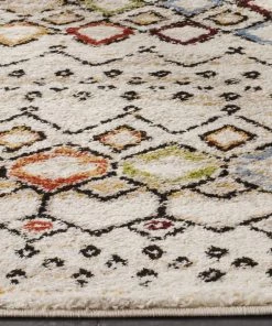 WRG Modern Moroccan Pattern Ivory Multi-Color Area Rug All Area Rugs And Runners