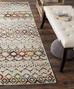 WRG Modern Moroccan Pattern Ivory Multi-Color Area Rug All Area Rugs And Runners