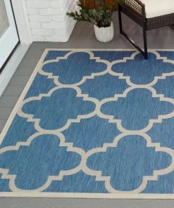 FAS Courtyard Blue/ Beige Indoor/ Outdoor Rug All Area Rugs And Runners