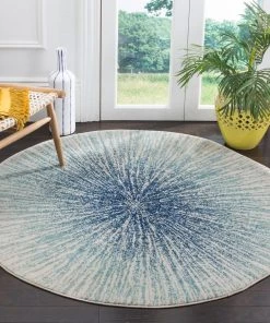 FAS Contemporary Burst Pattern Royal Ivory Soft Area Rugs
