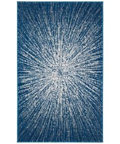 FAS All Area Rugs And Runners Contemporary Burst Pattern Navy Ivory Soft Area Rugs