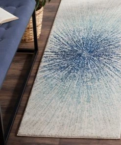 FAS Contemporary Burst Pattern Royal Ivory Soft Area Rugs