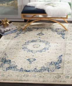 WRG All Area Rugs And Runners Vintage Ivory Blue Area Rug