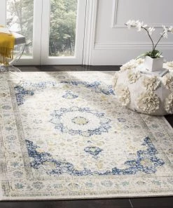 WRG All Area Rugs And Runners Vintage Ivory Blue Area Rug