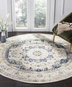 WRG All Area Rugs And Runners Vintage Ivory Blue Area Rug