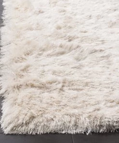 FAS All Area Rugs And Runners Premium Handmade Silken Ivory Plush Shag Area Rug