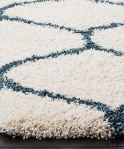 FAS Moroccan Pattern Ivory Slate Blue Plush Area Rug All Area Rugs And Runners