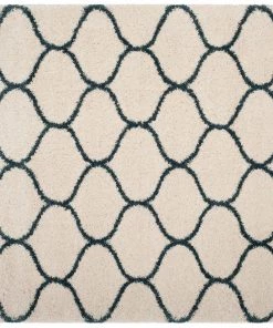FAS Moroccan Pattern Ivory Slate Blue Plush Area Rug All Area Rugs And Runners