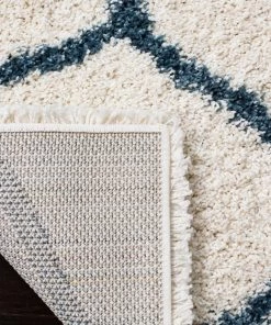 FAS Moroccan Pattern Ivory Slate Blue Plush Area Rug All Area Rugs And Runners