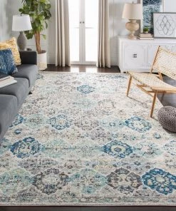 FAS Vintage Ivory Aqua Soft Area Rugs